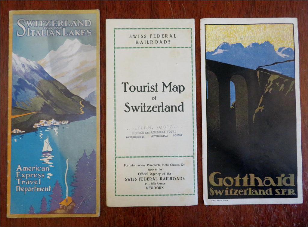 Switzerland Travel Guides Lot x 3 c. 1920's-30's illustrated promo brochures