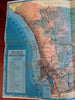 San Diego Calif. Promotional Tourist Cartoon Pictorial Maps c. 1940's color