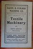 Industrial Textile Machinery Parts Catalog 1911 Davis & Furber Machine Co.