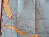 Pan American Flight Map East Coast New York Bahamas Caribbean c 1950's promo map