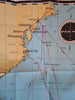 Pan American Flight Map East Coast New York Bahamas Caribbean c 1950's promo map