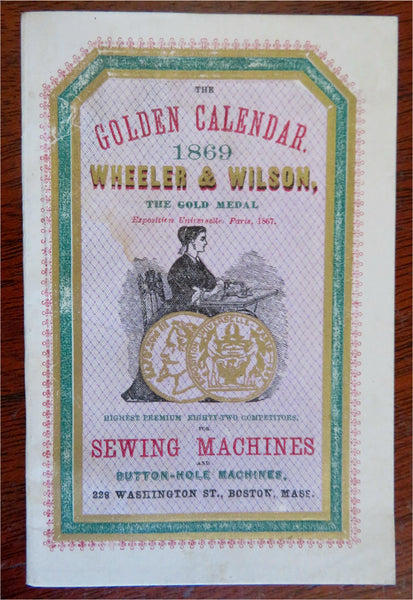 Wheeler & Wilson Sewing Machines 1869 advertising promo Golden Calendar