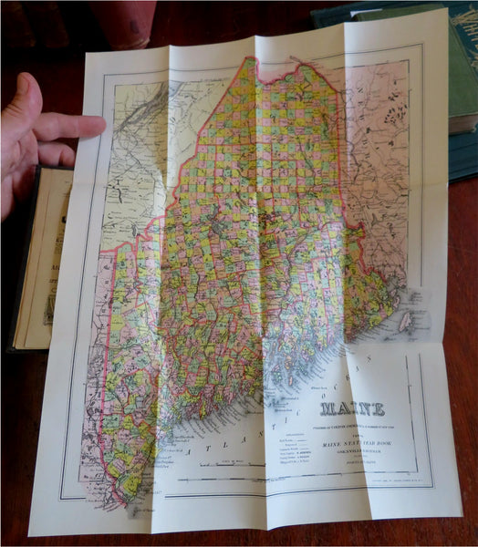 Maine State map & Register 1898 Year Book Business Index Government Info