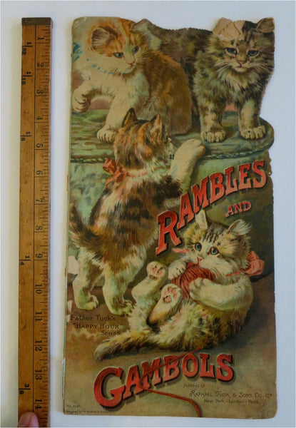 Rambles Kitten Cat Adventures c. 1890's Tuck chromolithographed children's book