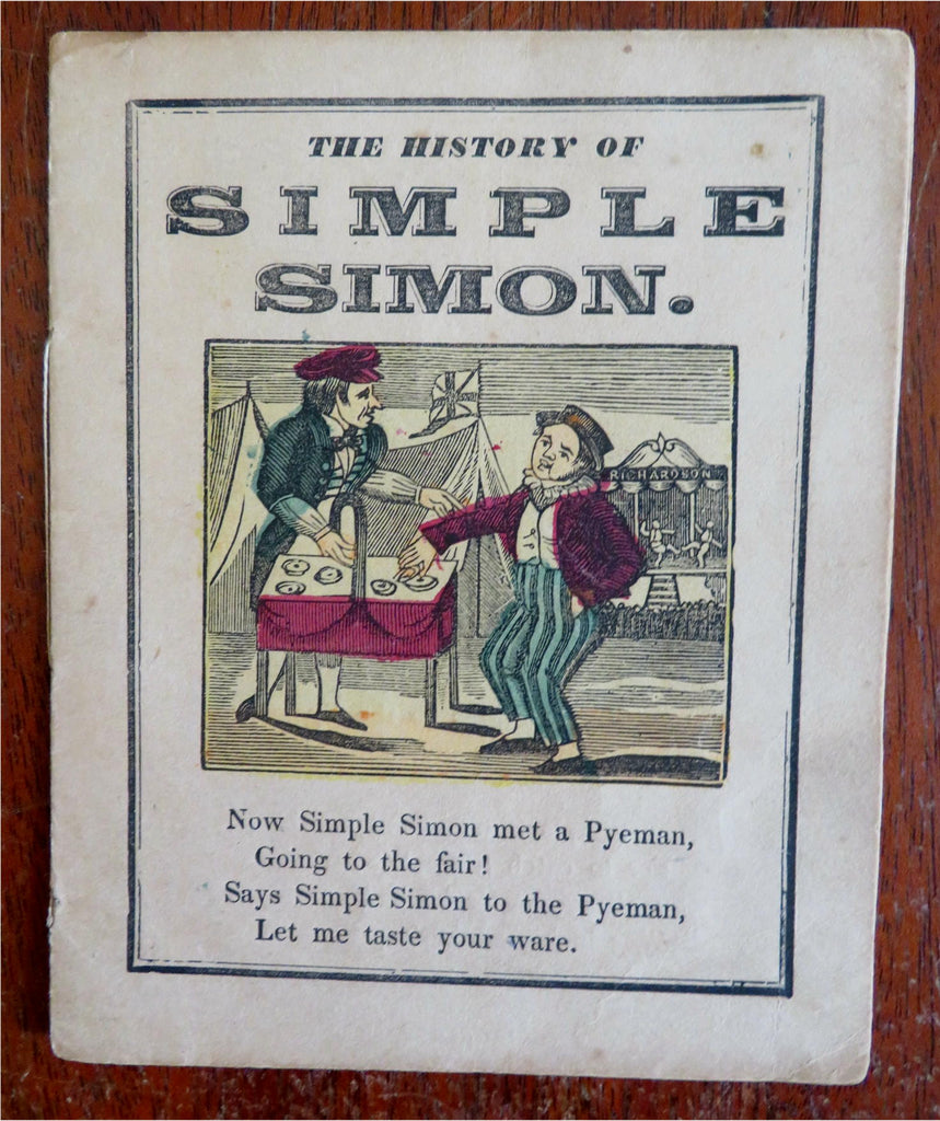 History of Simple Simon Juvenile Story c. 1850's hand color juvenile chap book