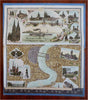 Rhine River Cologne Mainz Germany c. 1880's decorative panoramic map souvenir