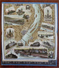 Rhine River Cologne Mainz Germany c. 1880's decorative panoramic map souvenir