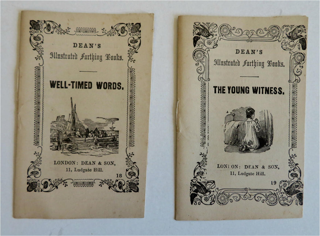Dean Illustrated Books Young Witness Well Time Words 1840's Lot x 2 chap books