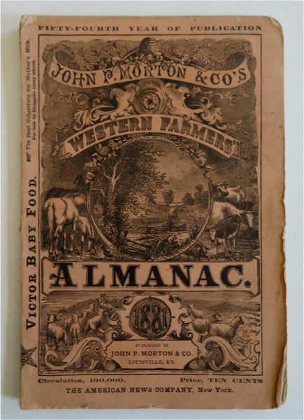 John P. Morton's Western Farmer's Almanac 1881 Kentucky w/ pictorial advertising