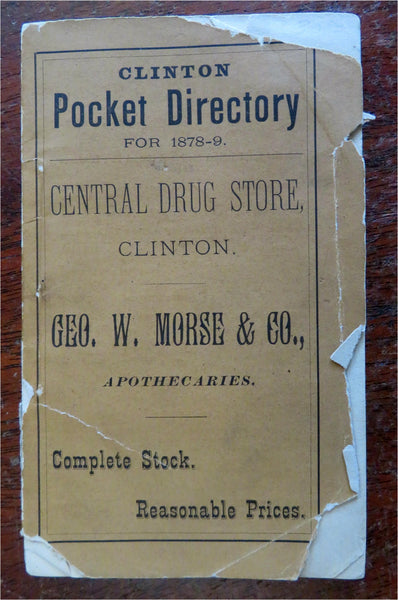 Clinton Massachusetts Pocket Directory Businesses Citizens 1878 Coulter book