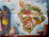 Hawaii cartoon pictorial map 1950's Aloha Airlines aviation Flightseeing scarce