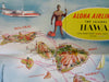 Hawaii cartoon pictorial map 1950's Aloha Airlines aviation Flightseeing scarce