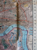 London city map 1870's Wonderful visitor tourist hand color linen backed lg. map