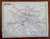 Paris City Plan Travel Brochure Folding Pocket Map c. 1950's city & metro map