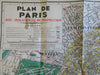 Paris City Plan Travel Brochure Folding Pocket Map c. 1950's city & metro map