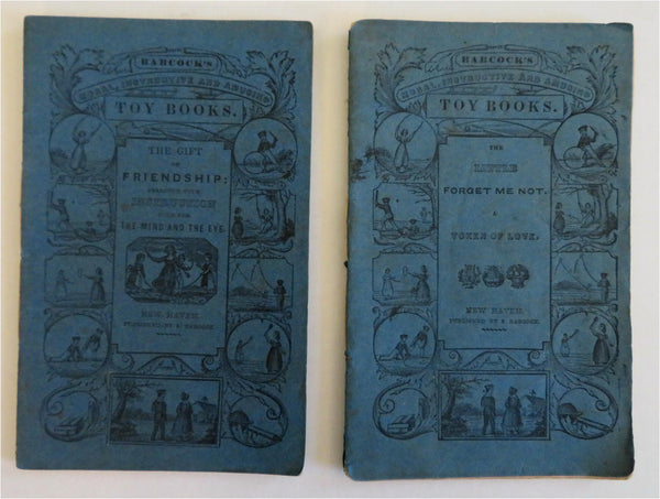 Babcock's Moral Amusing Toy Books 1840s Lot x 2 Gift of Friendship Forget Me Not