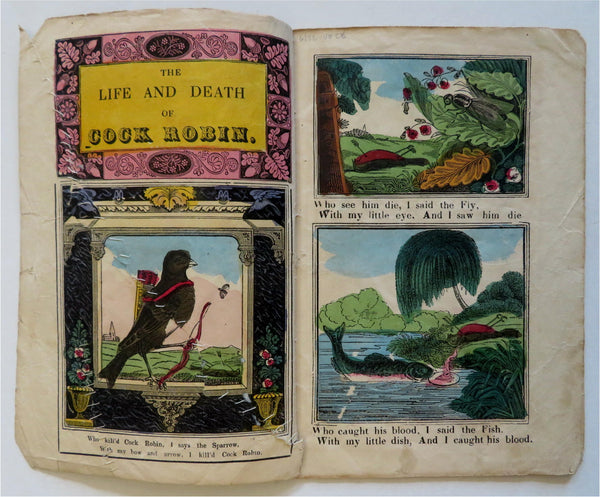 Life & Death of Cock Robin Children's Rhyme c. 1830's hand colored juvenile book