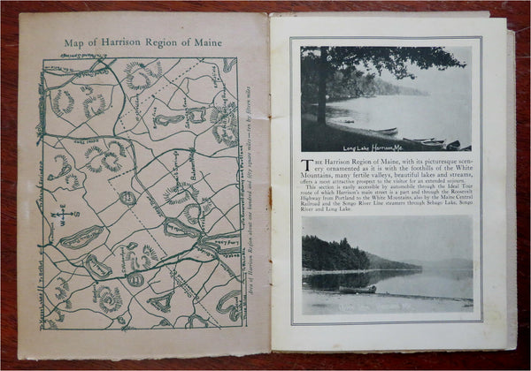 Harrison Maine Picturesque Region Summer Camps 1910 illustrated souvenir advert