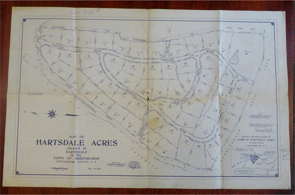 Hartsdale Acres Housing Greenburgh New York 1929 property development plan map