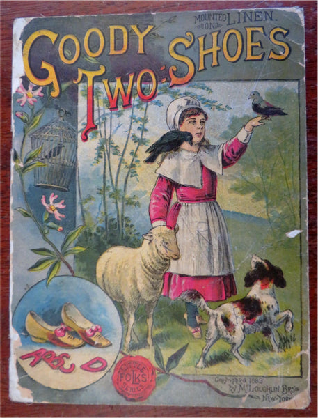 Goody Two-Shoes Children's Moral Story 1883 McLoughlin color litho linen book