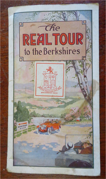 Berkshire Hills Western Mass. c.1920's detailed folding road map city plans