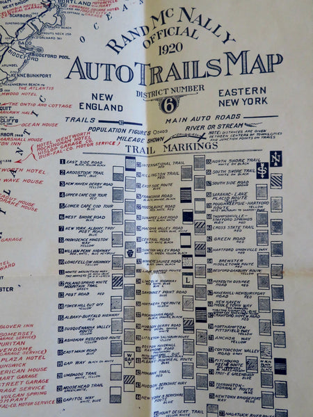 Stockbridge Mass. auto road Map Red Lion Inn c. 1920 advertising merchant promo
