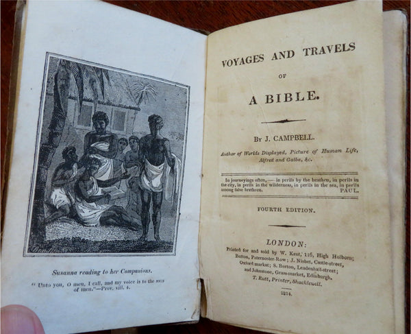 Voyages & Travels of Bible 1814 J. Campbell Christian Missionary juvenile book