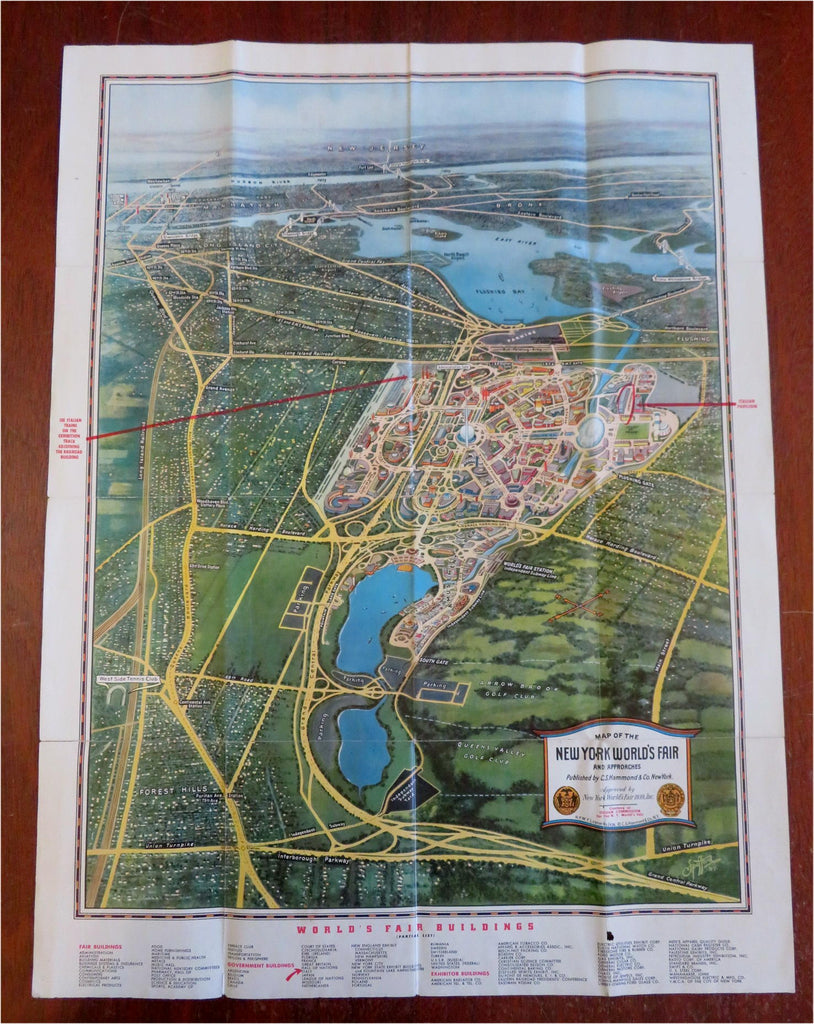 New York World's Fair 1939 Souvenir Map Brochure Illustrated Vintage Promo