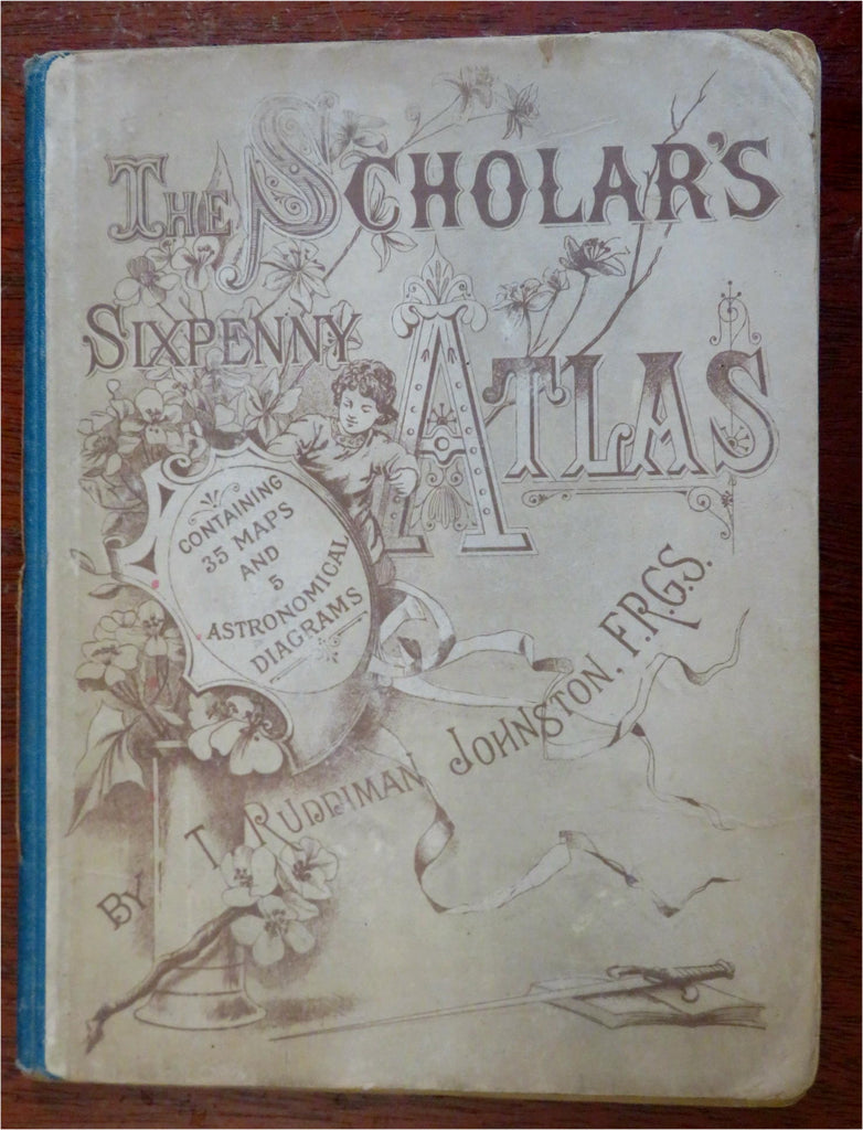 Scholar's Atlas Juvenile Geography Text Book c. 1885-95 illustrated school atlas