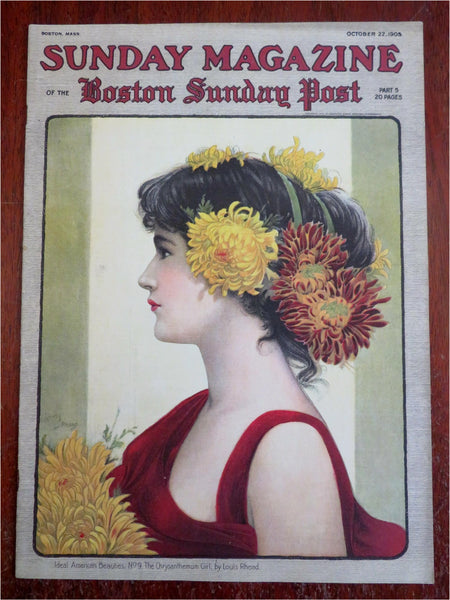 Boston Sunday Post Louis Rhead art October 22nd 1905 Beautiful Art Nouveau Cover