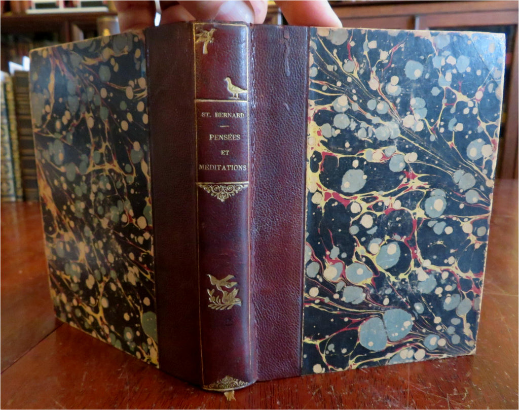 St. Bernard Thoughts & Meditations 1878 French decorative leather book