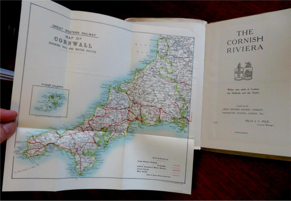 Cornish Riviera Tourist Sightseeing Guide 1924 illustrated travel book w/ maps