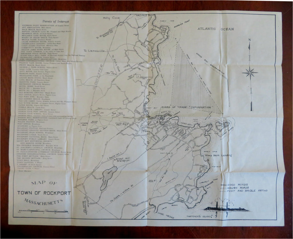 Rockport Massachusetts Travel Brochure c. 1920's Tourist Map Illustrated Guide