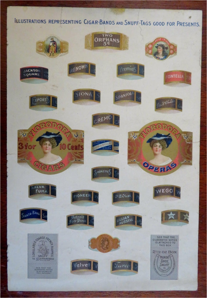 Tobacco Tags & cigar bands Advertisement America c. 1904 Presidential stats