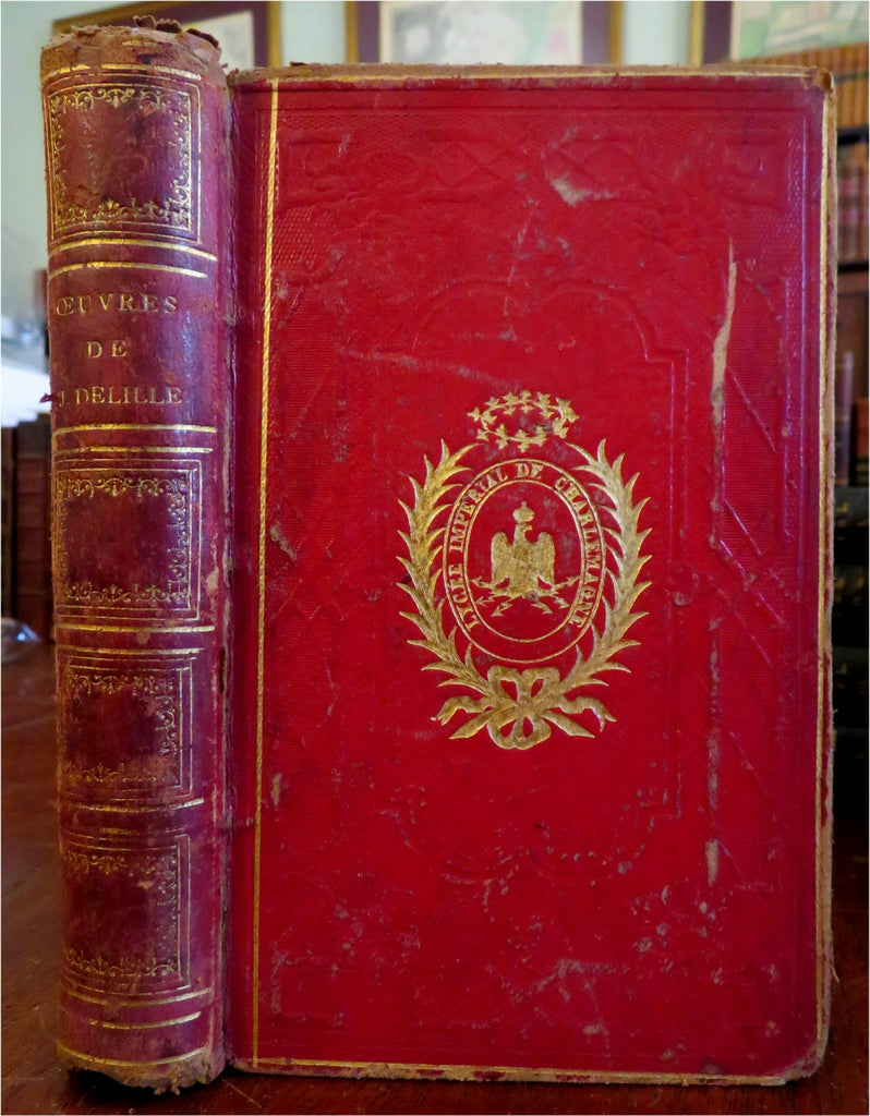 Collected Works of Jean Delille French Poet 1856 decorative leather book