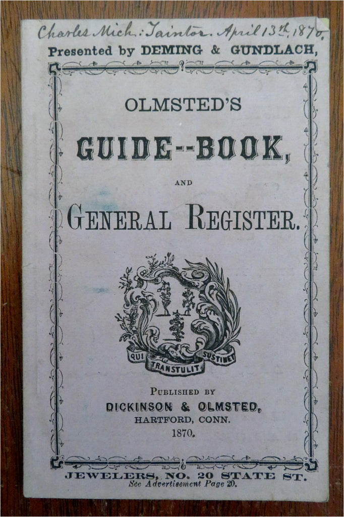 Hartford Connecticut Olmsted's pocket Guide 1870 illustrated city directory Ads