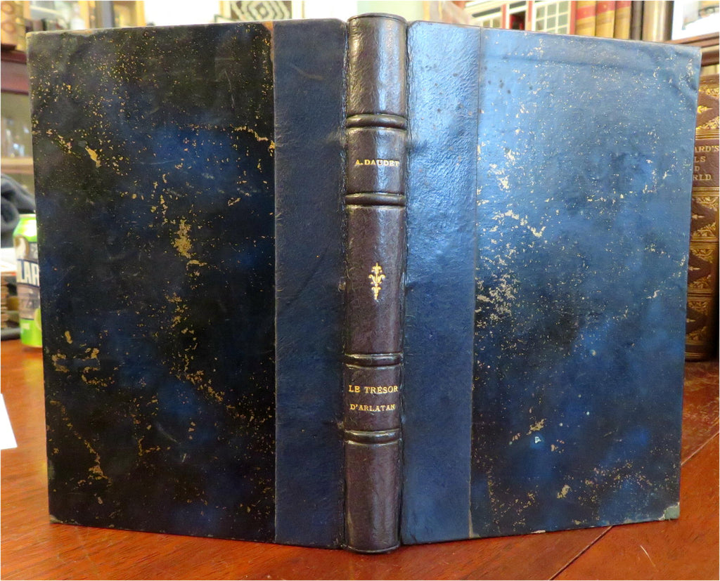 Treasure of Arlatan French color illustrated 1897 Alphonse Daudet leather book