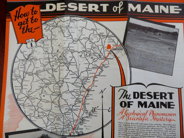 Desert of Maine Freeport Tourist Attraction c. 1950's pictorial brochure w/ map