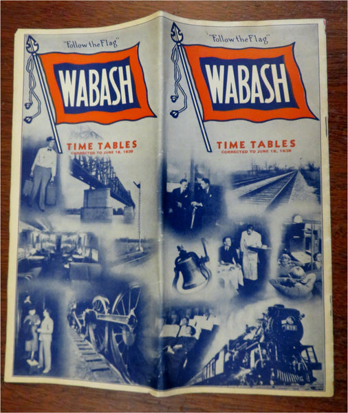 Wabash Travel Bureau Train Time Tables 1939 travel guide w/ rail system map