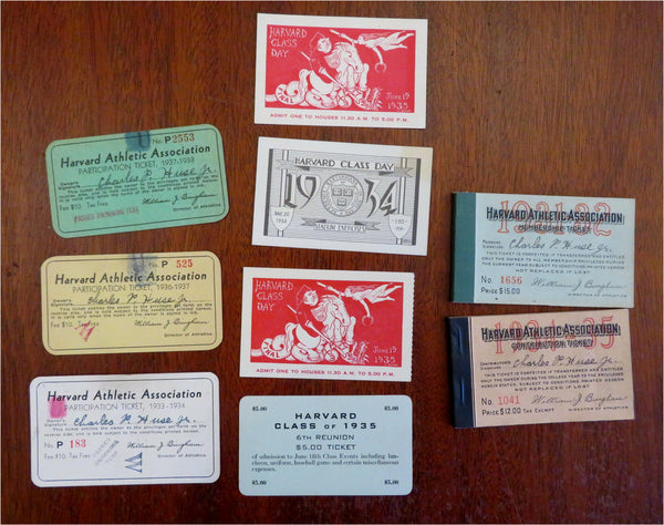 Harvard Athletic Association Lot x 9 Sports Tickets & Ticket Books 1930's