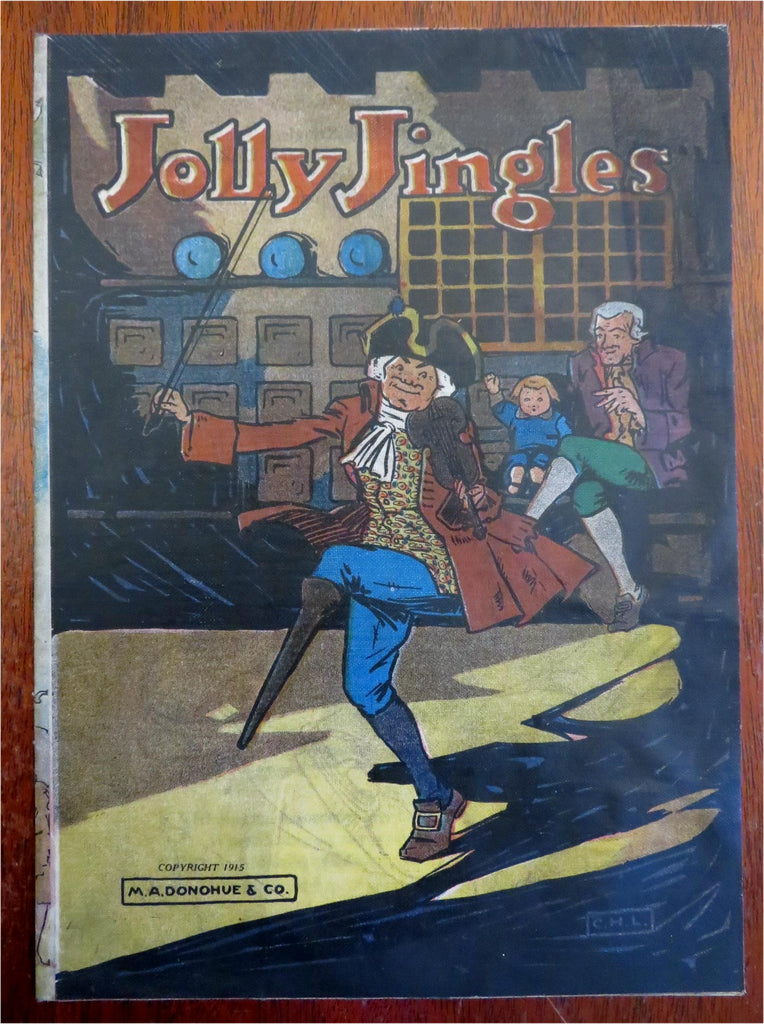 Jolly Jingles Children's Song 1915 color linen juvenile nursery rhymes book