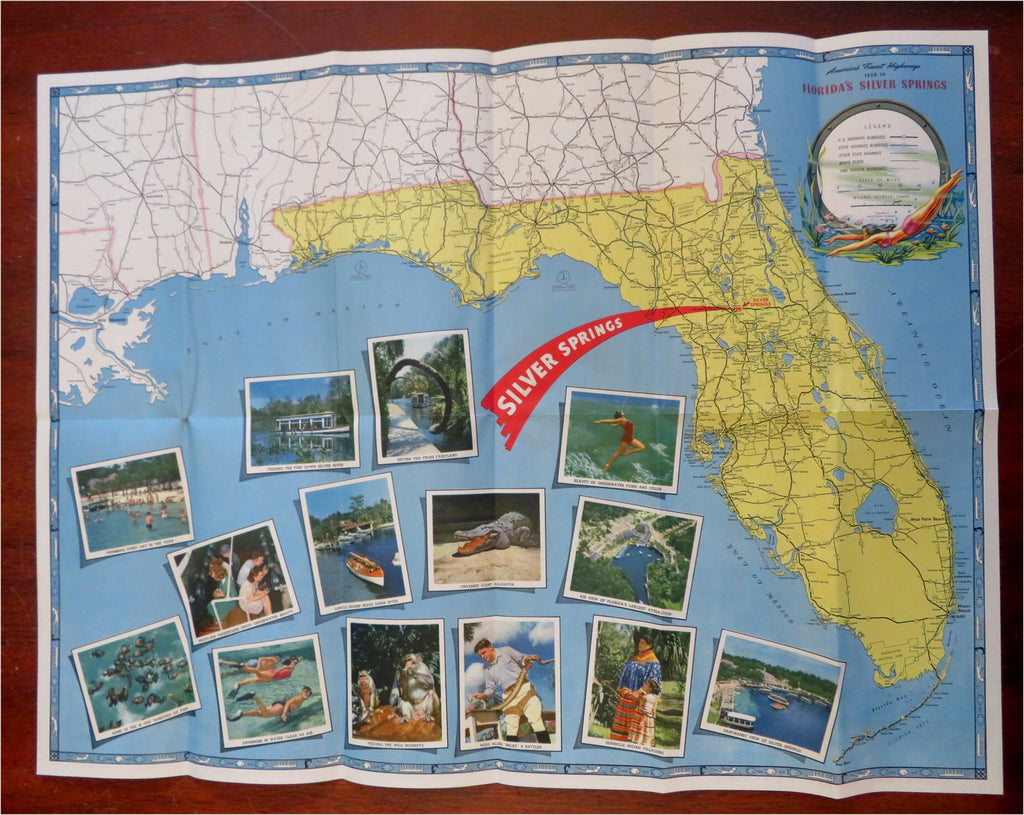 Silver Springs Florida Vintage Tourism Promo Brochure 1951 pictorial road map