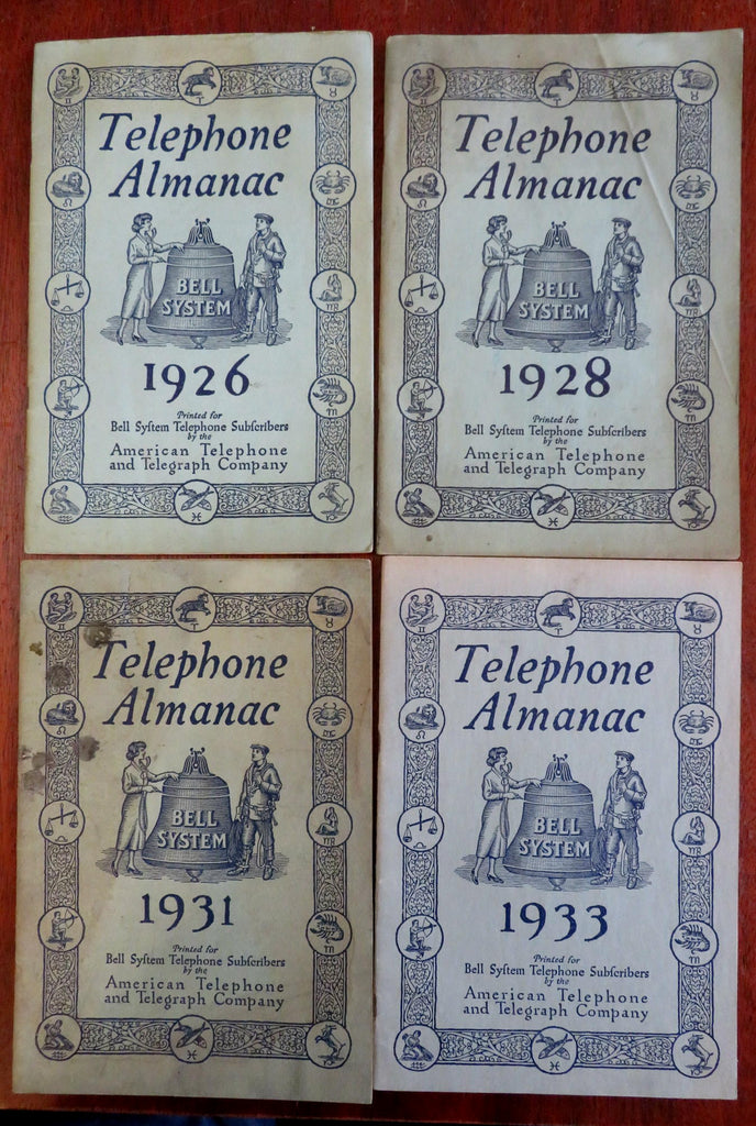 AT&T Advertising Almanacs 1926-33 Lot x 4 illustrated w/ puzzles maps vignettes