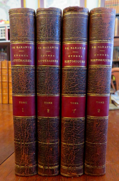 Literary & Historical Studies de Barante 1859 leather 4 vol. French set