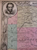 Southern Confederacy Civil War Map 1863 large decorative w/ portraits Lincoln