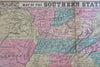 Southern Confederacy Civil War Map 1863 large decorative w/ portraits Lincoln