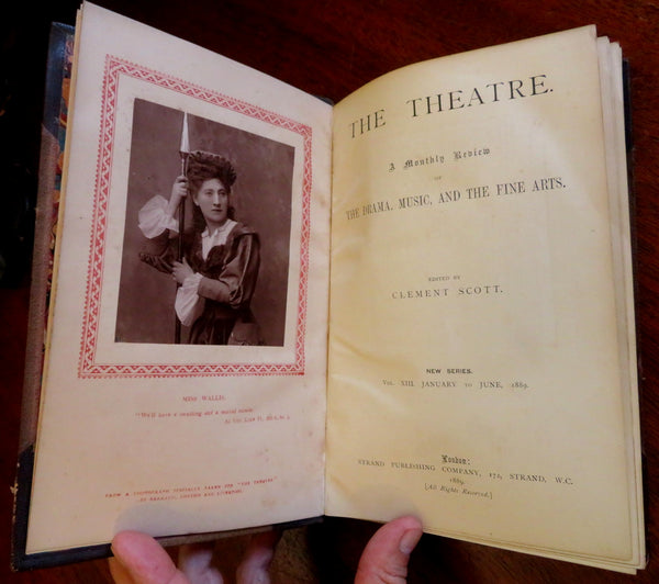 Theatre Drama Review 1889 Jan - June fine leather book 13 real photo portraits