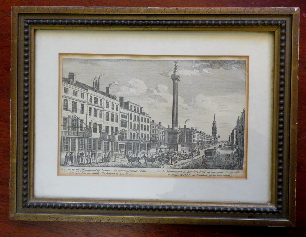London Fire Monument Street Scene Architectural View c. 1780 framed print