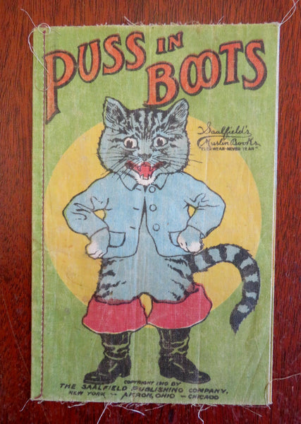 Cats Puss in Boots Children's Story 1910 illustrated juvenile linen book