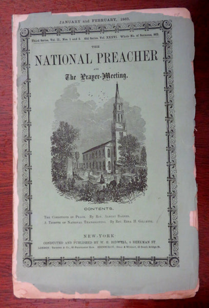 National Preacher American Civil War Religious Periodical Jan. 1863 old booklet